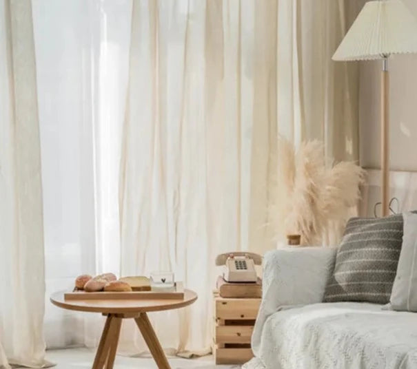 Beige tulle sheer curtains