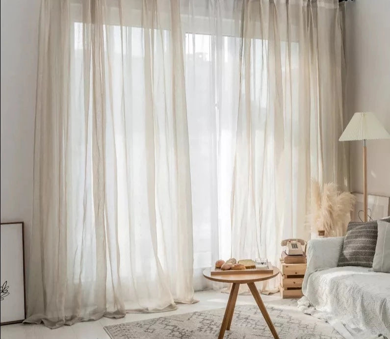 Beige tulle sheer curtains