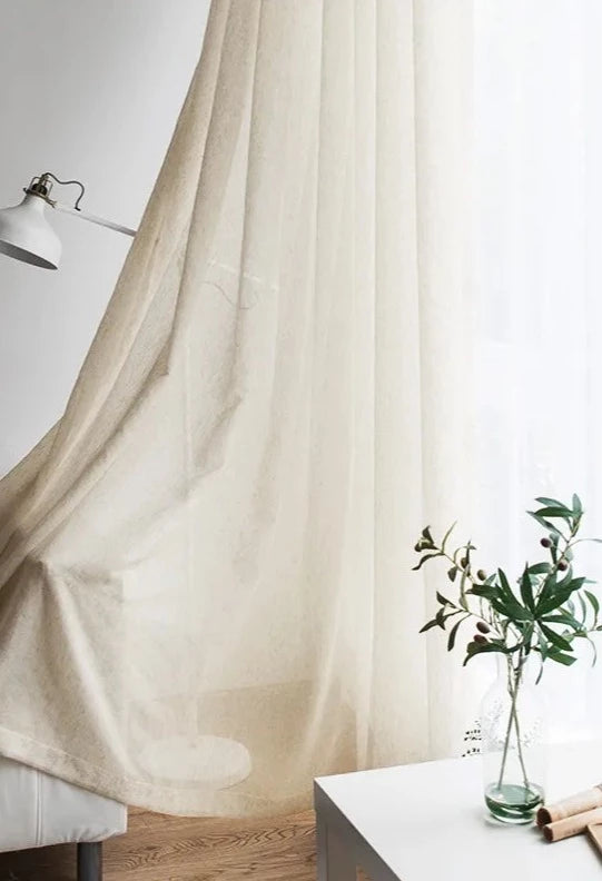 Beige tulle sheer curtains