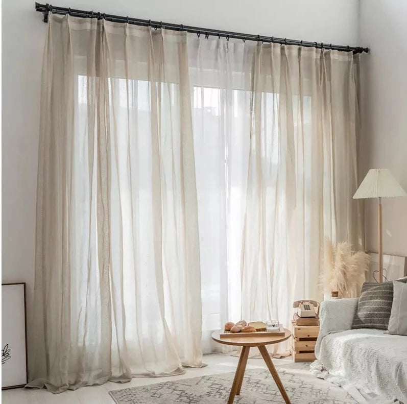 Rideaux voilage en tulle beige