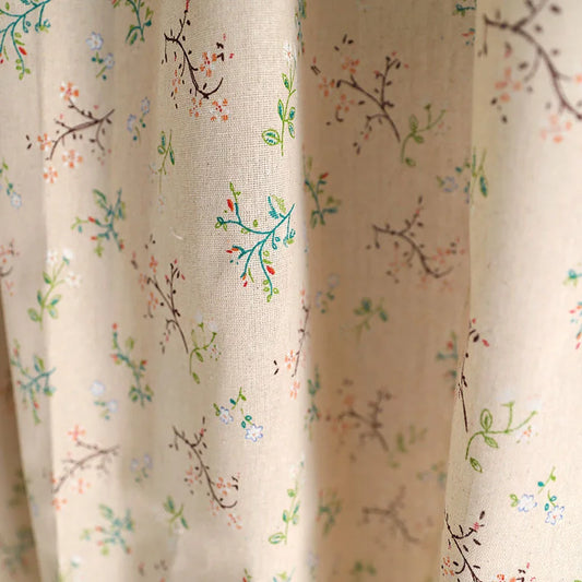 RIDEAUX BEIGE COURT FLEURIS